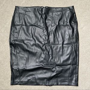 Black Faux Leather Pencil Skirt